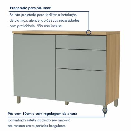 Imagem de Cozinha 5 Peças 7 Portas 6 Gavetas Ripado Marquesa 100% Mdf