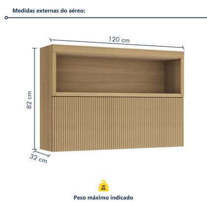 Imagem de Cozinha 5 Peças 7 Portas 6 Gavetas Ripado Marquesa 100% Mdf