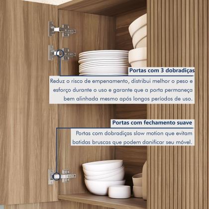 Imagem de Cozinha 5 Peças 8 Portas E 7 Gavetas Ripado Rainha 100% Mdf