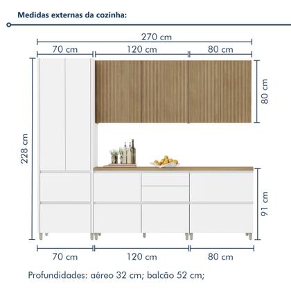 Imagem de Cozinha 5 Peças 8 Portas E 7 Gavetas Ripado Rainha 100% Mdf