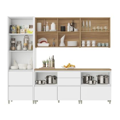 Imagem de Cozinha 5 Peças 8 Portas E 7 Gavetas Ripado Rainha 100% Mdf