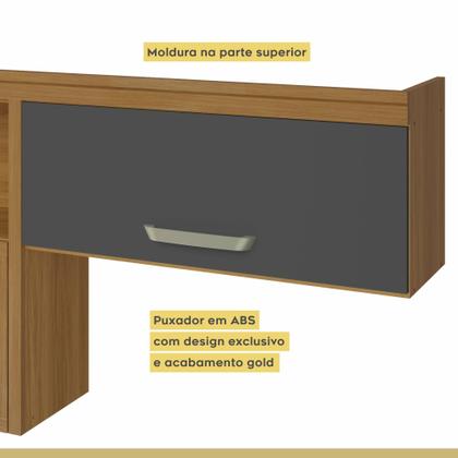 Imagem de Cozinha 5 Peças Princesa Gourmet Ripado 100% MDF Marrom/Freijó/Grafite