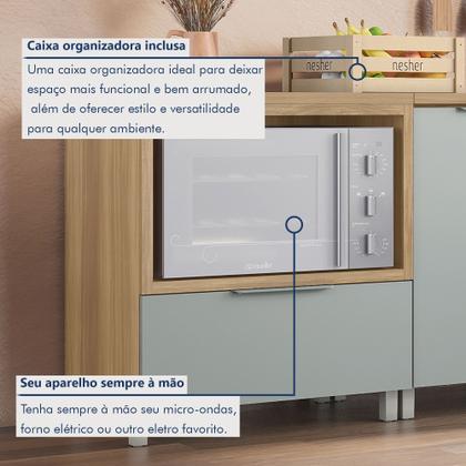 Imagem de Cozinha 6 Peças 5 Portas 5 Gavetas com Armário Aéreo 100% MDF Marquesa Marrom/Nature/Verde