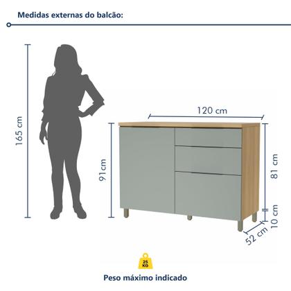 Imagem de Cozinha 6 Peças 5 Portas 5 Gavetas Com Armário Aéreo 100% Mdf Marquesa
