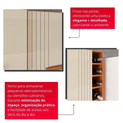 Imagem de Cozinha 6 Portas 2 Gavetas ágata Com Espelho - Tudo De Móveis Cinamomo/grafite