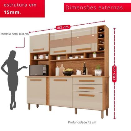 Imagem de Cozinha 6 Portas 2 Gavetas ágata Com Espelho - Tudo De Móveis Cinamomo/grafite