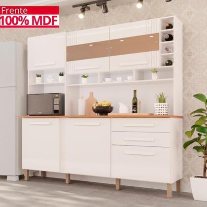 Imagem de Cozinha 6 Portas 2 Gavetas ágata Com Espelho - Tudo De Móveis Cinamomo/grafite