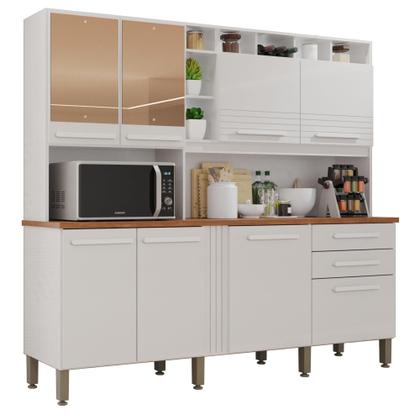 Imagem de Cozinha 8 Portas 2 Gavetas Aurora Branca Com Espelho