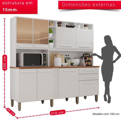 Imagem de Cozinha 8 Portas 2 Gavetas Aurora Branca Com Espelho - Tudo de Móveis