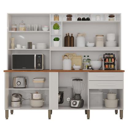 Imagem de Cozinha 8 Portas 2 Gavetas Aurora Branca Com Espelho - Tudo de Móveis