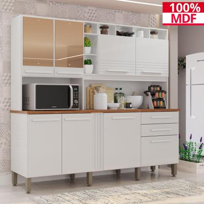 Imagem de Cozinha 8 Portas 2 Gavetas Aurora Branca Com Espelho - Tudo de Móveis
