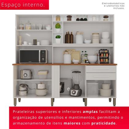 Imagem de Cozinha 8 Portas 2 Gavetas Aurora Branca Com Espelho - Tudo de Móveis