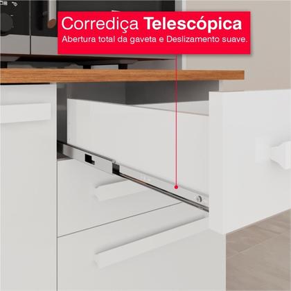 Imagem de Cozinha 8 Portas 2 Gavetas Aurora Branca Com Espelho - Tudo de Móveis