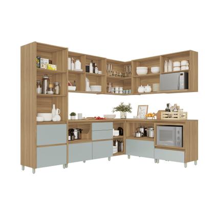 Imagem de Cozinha 9 Peças Canto Direita E Esquerda 12 Portas 8 Gavetas Ripado Rainha 100% Mdf