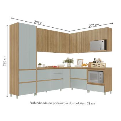 Imagem de Cozinha 9 Peças Canto Direita E Esquerda 12 Portas 8 Gavetas Ripado Rainha 100% Mdf
