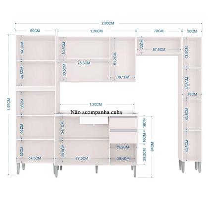 Imagem de Cozinha Aline com Balcão e Paneleiro Branco - Poquema
