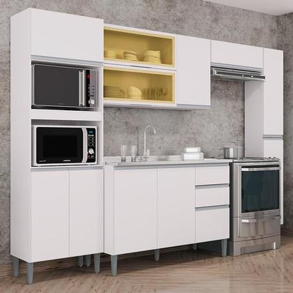 Imagem de Cozinha Aline com Balcão e Paneleiro Branco - Poquema