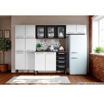 Imagem de Cozinha Bertolini Evidence New 04 peças 13 portas 04 gavetas em aço - Branco/Preto