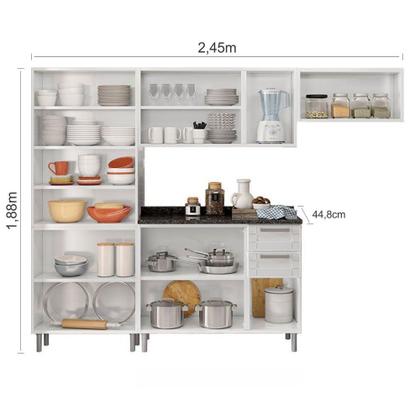 Imagem de Cozinha Bertolini Múltipla 04 peças 14 portas 02 gavetas em aço - Branco/Preto