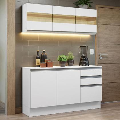 Imagem de Cozinha Compacta 100% MDF Madesa Smart 120 cm Modulada Com Balcão e Tampo