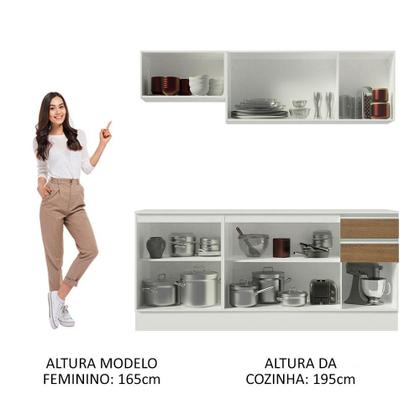 Imagem de Cozinha Compacta 100% MDF Madesa Smart 180 cm Com Balcão e Tampo