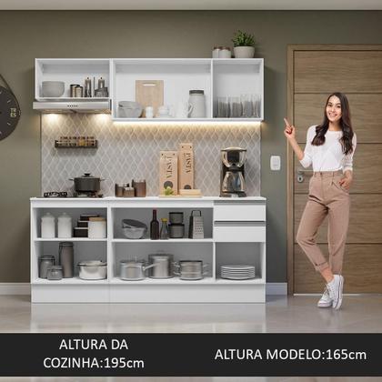 Imagem de Cozinha Compacta 100% MDF Madesa Smart 180 cm Modulada Com Balcão e Tampo