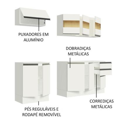 Imagem de Cozinha Compacta 100% MDF Madesa Smart 180 cm Modulada Com Balcão e Tampo