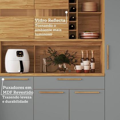 Imagem de Cozinha Compacta 178cm com 6 Portas 1 Gaveta e Mini Adega 100% Mdf Suécia Espresso Móveis