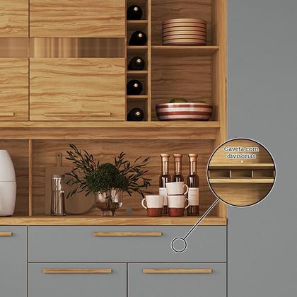 Imagem de Cozinha Compacta 178cm com 6 Portas 1 Gaveta e Mini Adega 100% Mdf Suécia Espresso Móveis