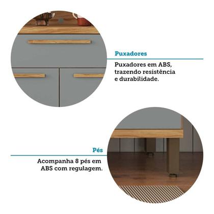 Imagem de Cozinha Compacta 178cm com 6 Portas 1 Gaveta e Mini Adega 100% Mdf Suécia Espresso Móveis