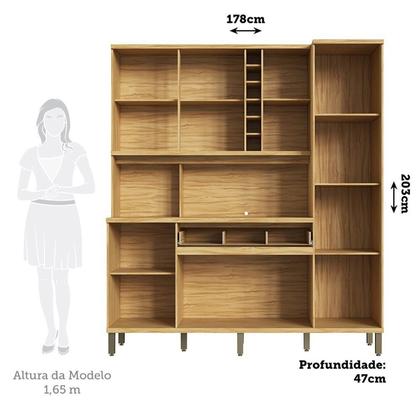 Imagem de Cozinha Compacta 178cm com 6 Portas 1 Gaveta e Mini Adega 100% Mdf Suécia Espresso Móveis