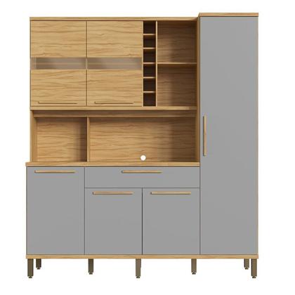 Imagem de Cozinha Compacta 178cm com 6 Portas 1 Gaveta e Mini Adega 100% Mdf Suécia Espresso Móveis