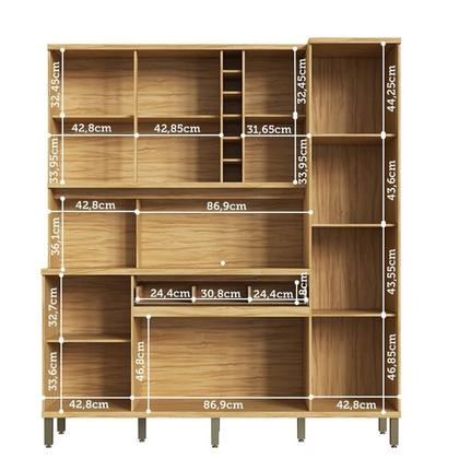 Imagem de Cozinha Compacta 178cm com 6 Portas 1 Gaveta e Mini Adega 100% Mdf Suécia Espresso Móveis