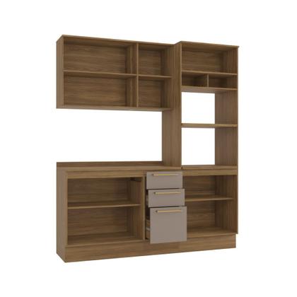 Imagem de Cozinha Compacta 190cm com Torre Quente 8 portas 3 Gavetas Botanic Kappesberg - Nogueira/Fendi