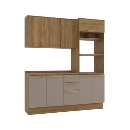 Imagem de Cozinha Compacta 190cm com Torre Quente 8 portas 3 Gavetas Botanic Kappesberg - Nogueira/Fendi