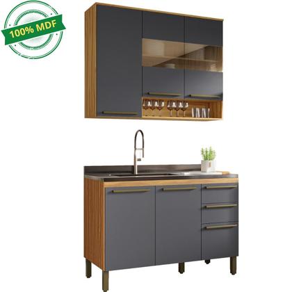 Imagem de Cozinha Compacta 2 peças 6 Portas 2 Gavetas 100% MDF Nápoli Prime