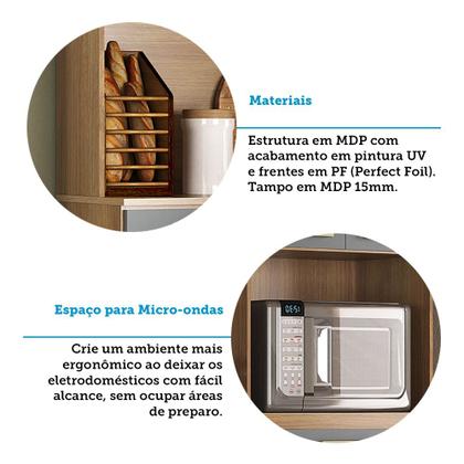 Imagem de Cozinha Compacta 200cm 10 Portas e 2 Gavetas com Tampo 355 Luciane Móveis