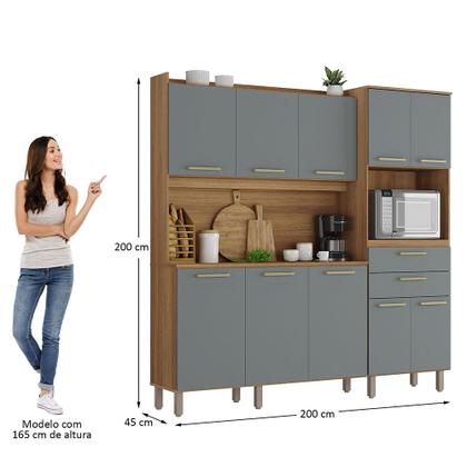 Imagem de Cozinha Compacta 200cm 10 Portas e 2 Gavetas com Tampo 355 Luciane Móveis