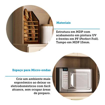 Imagem de Cozinha Compacta 200cm 10 Portas e 2 Gavetas com Tampo 355 Luciane Móveis