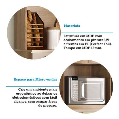 Imagem de Cozinha Compacta 200cm 10 Portas e 2 Gavetas com Tampo 355 Luciane Móveis