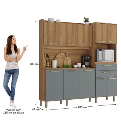 Imagem de Cozinha Compacta 200cm 10 Portas e 2 Gavetas com Tampo 355 Luciane Móveis