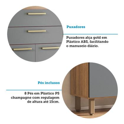 Imagem de Cozinha Compacta 200cm 10 Portas e 2 Gavetas com Tampo 355 Luciane Móveis