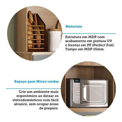 Imagem de Cozinha Compacta 200cm 10 Portas e 2 Gavetas com Tampo 355 Luciane Móveis