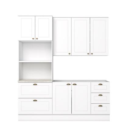 Imagem de Cozinha Compacta 3 Peças 100% MDF com Torre Quente 2 Fornos Americana Branco HP/Calcare