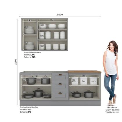 Imagem de Cozinha Compacta 3 Peças com Tampo Para Cooktop Emily