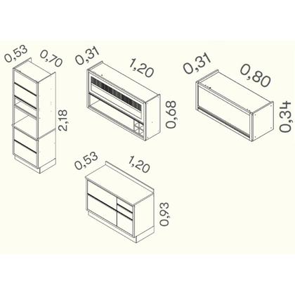 Imagem de Cozinha Compacta 4 Peças 6 Portas 5 Gavetas 1 Nicho para Forno Lisboa Itatiaia