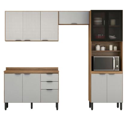 Imagem de Cozinha Compacta 4 Peças com 2 Portas Vidro FI0002 Firenza Demobile