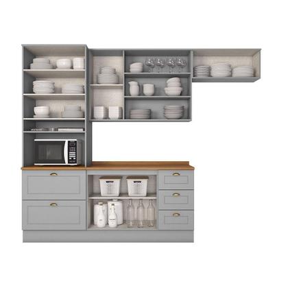 Imagem de Cozinha Compacta 4 Peças Com Aéreo Basculante Amy Casa 812 Cinza