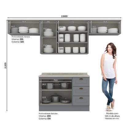 Imagem de Cozinha Compacta 4 Peças com Duplo Aéreo Emily