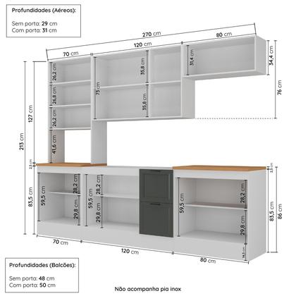 Imagem de Cozinha Compacta 5 Peças 1 Paneleiro Duplo 2 Aéreos 2 Balcões Soho CabeCasa MadeiraOriginals
